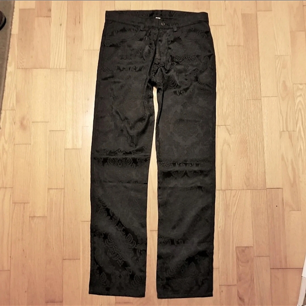 The Dark Angel Vampire Goth Damask Jacquard Straight Leg Trousers
